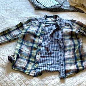 Plaid shirt with interesting details.